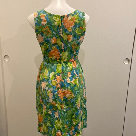 Vintage blue, green and peach flowers dress. Med - Picture 2 of 7